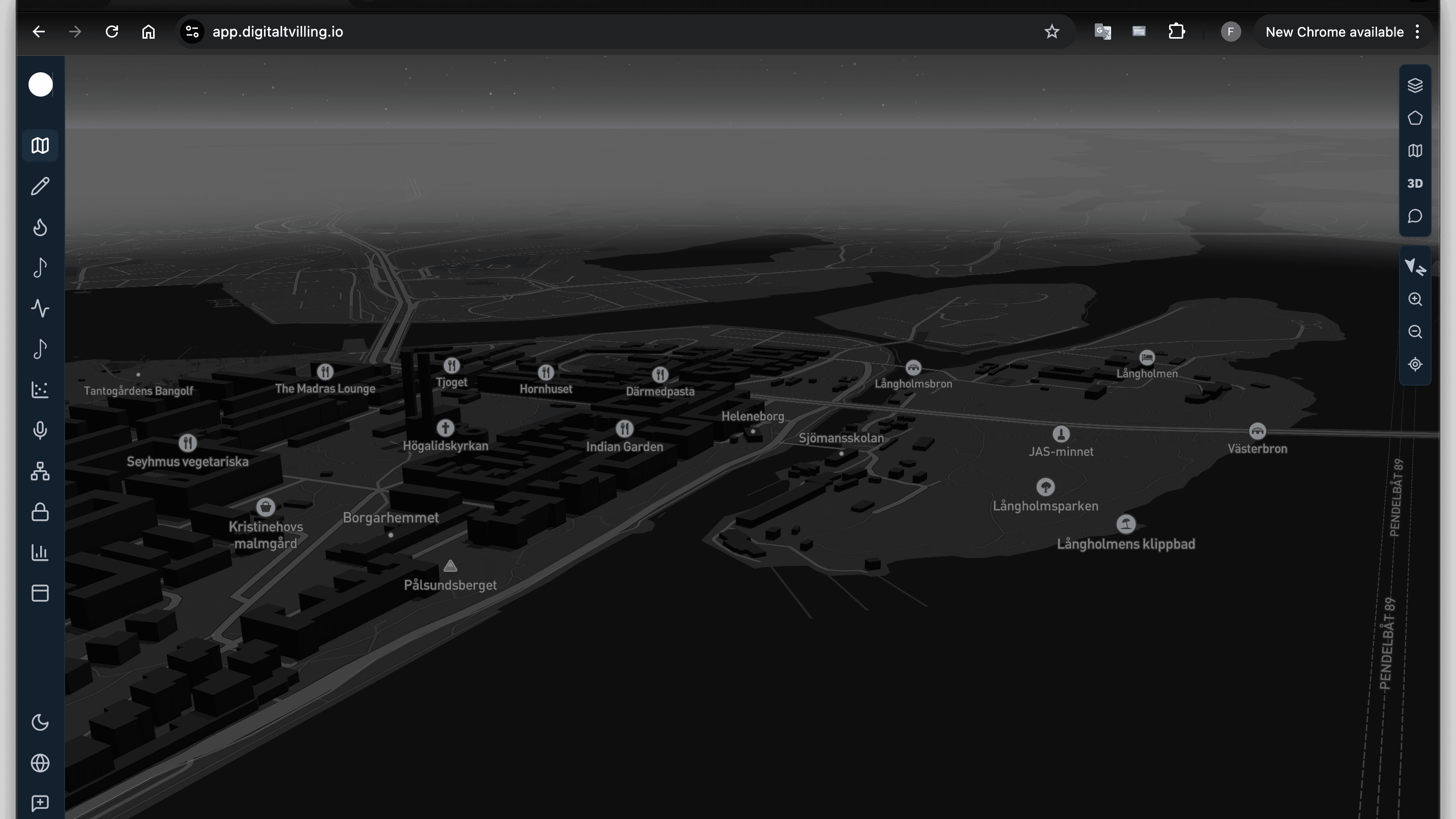 Digital Tvilling map view of an operation in Stockholm